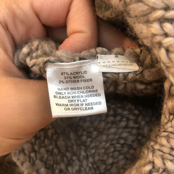 🍁LOFT Cream Knit Bohemian Poncho Sweater XS/S - Picture 7 of 7